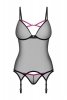 Obsessive Gorset i stringi Novenes czarny